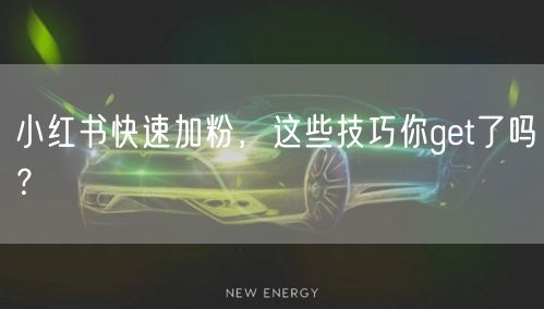 小红书快速加粉，这些技巧你get了吗？