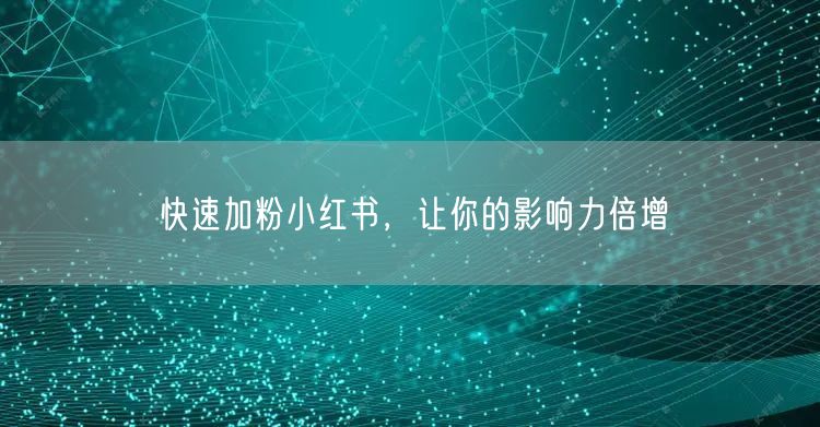 快速加粉小红书，让你的影响力倍增