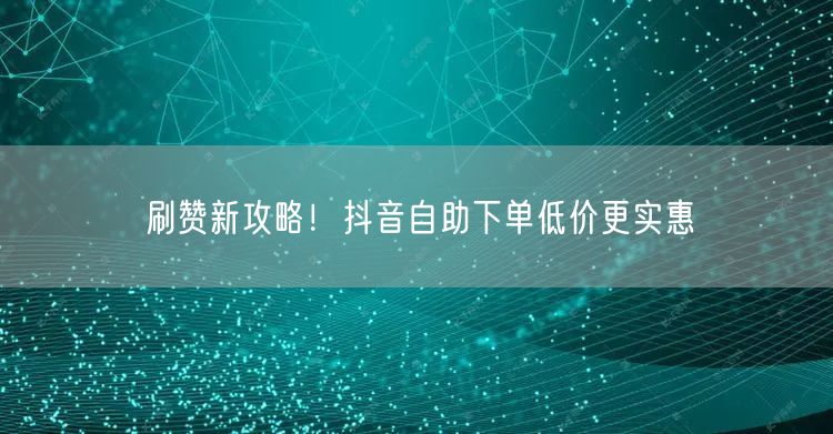 刷赞新攻略！抖音自助下单低价更实惠
