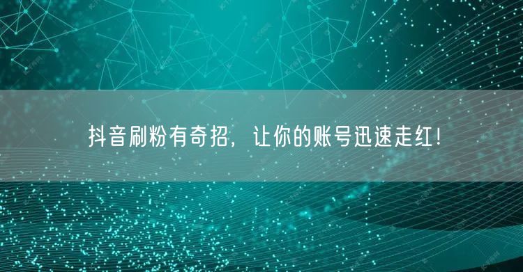 抖音刷粉有奇招，让你的账号迅速走红！