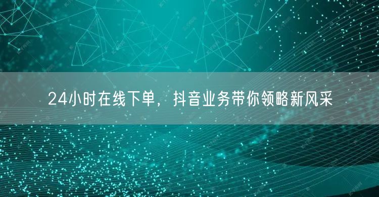 24小时在线下单，抖音业务带你领略新风采