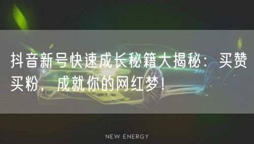 抖音新号快速成长秘籍大揭秘：买赞买粉，成就你的网红梦！