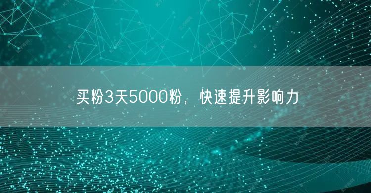 买粉3天5000粉，快速提升影响力