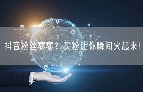 抖音粉丝寥寥？买粉让你瞬间火起来！