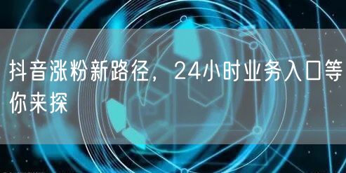 抖音涨粉新路径，24小时业务入口等你来探
