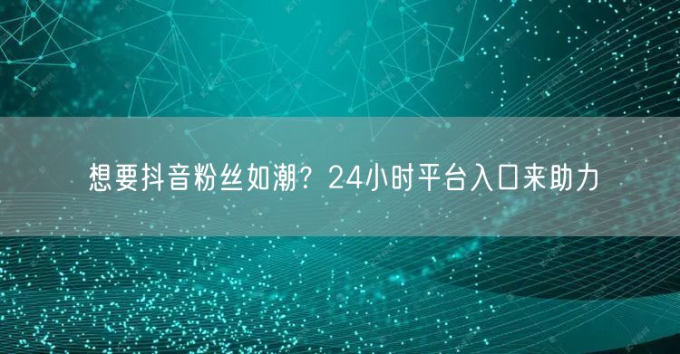 想要抖音粉丝如潮？24小时平台入口来助力