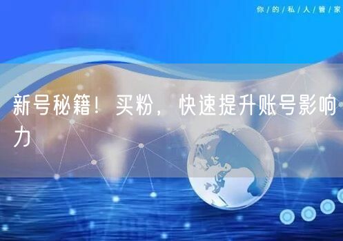 新号秘籍！买粉，快速提升账号影响力