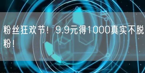 粉丝狂欢节！9.9元得1000真实不脱粉！