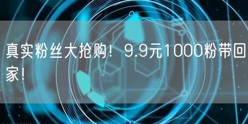 真实粉丝大抢购！9.9元1000粉带回家！