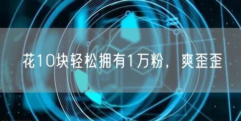 花10块轻松拥有1万粉，爽歪歪