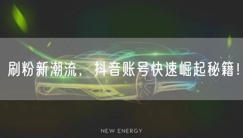 刷粉新潮流，抖音账号快速崛起秘籍！