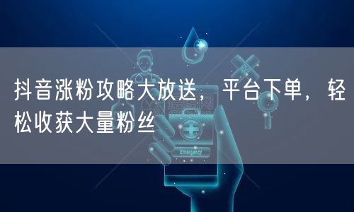 抖音涨粉攻略大放送，平台下单，轻松收获大量粉丝