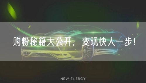 购粉秘籍大公开，变现快人一步！
