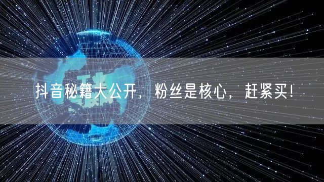 抖音秘籍大公开，粉丝是核心，赶紧买！