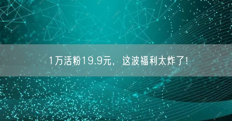 1万活粉19.9元，这波福利太炸了！