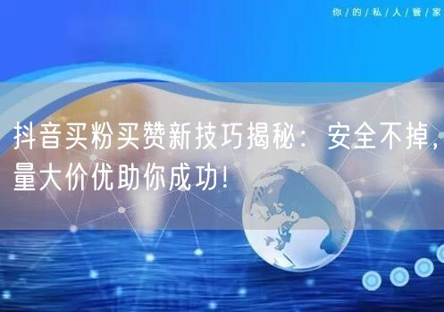 抖音买粉买赞新技巧揭秘：安全不掉，量大价优助你成功！