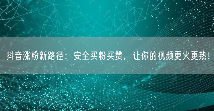 抖音涨粉新路径：安全买粉买赞，让你的视频更火更热！