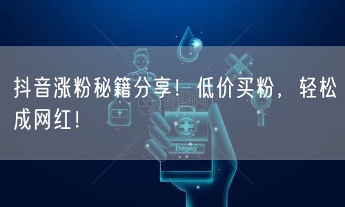 抖音涨粉秘籍分享！低价买粉，轻松成网红！