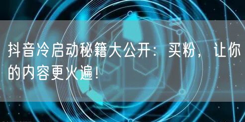 抖音冷启动秘籍大公开：买粉，让你的内容更火遍！