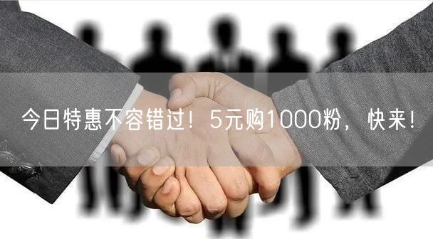 今日特惠不容错过！5元购1000粉，快来！
