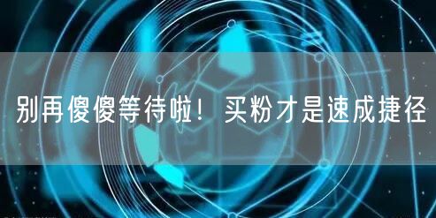 别再傻傻等待啦！买粉才是速成捷径