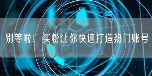 别等啦！买粉让你快速打造热门账号