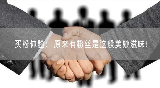 买粉体验：原来有粉丝是这般美妙滋味！