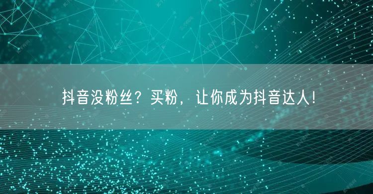 抖音没粉丝？买粉，让你成为抖音达人！