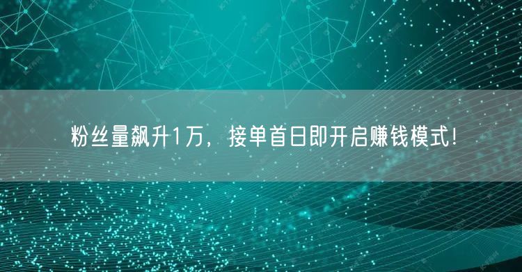 粉丝量飙升1万，接单首日即开启赚钱模式！