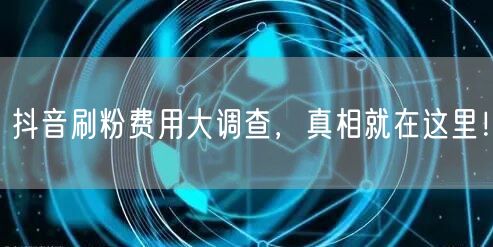 抖音刷粉费用大调查，真相就在这里！