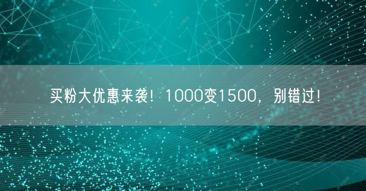 买粉大优惠来袭！1000变1500，别错过！