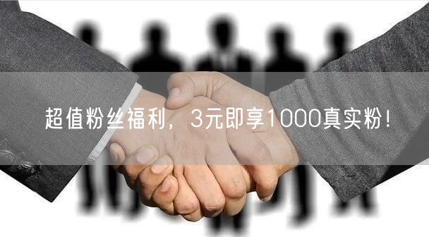 超值粉丝福利，3元即享1000真实粉！