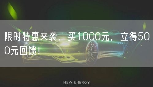 限时特惠来袭，买1000元，立得500元回馈！