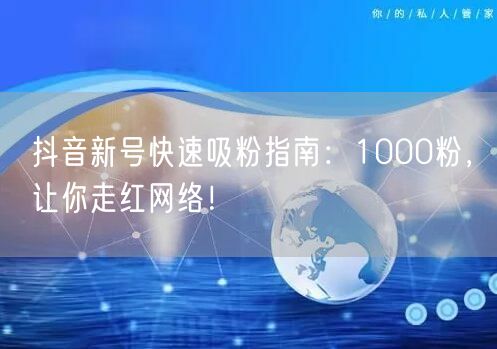 抖音新号快速吸粉指南：1000粉，让你走红网络！