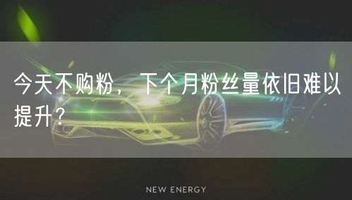 今天不购粉，下个月粉丝量依旧难以提升？