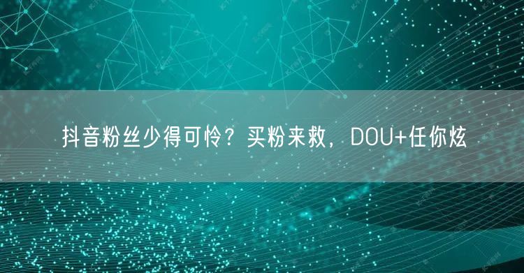 抖音粉丝少得可怜？买粉来救，DOU+任你炫