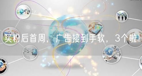 买粉后首周，广告接到手软，3个啦！